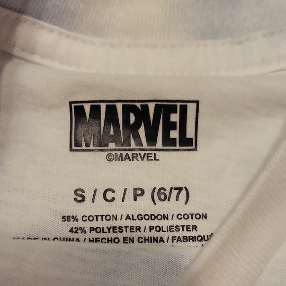 Marvel White And Blue Tie Dye Baby Groot Short Sleeve Tee SIZE 6/7 - Picture 2 of 5